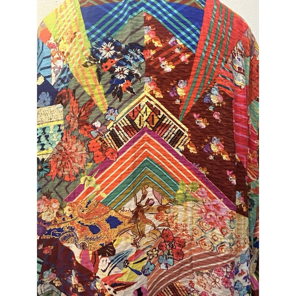 John Mark Woven Boho Patchwork Wire Collar Blouse… - image 8